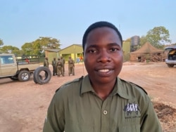 Nyaradzo Auxillia Hoto one of the all-female Akashinga, the Brave Ones, rangers since it started in 2017 to fight poaching in Hurungwe district, Aug. 22, 2021. (Columbus Mavhunga/VOA)