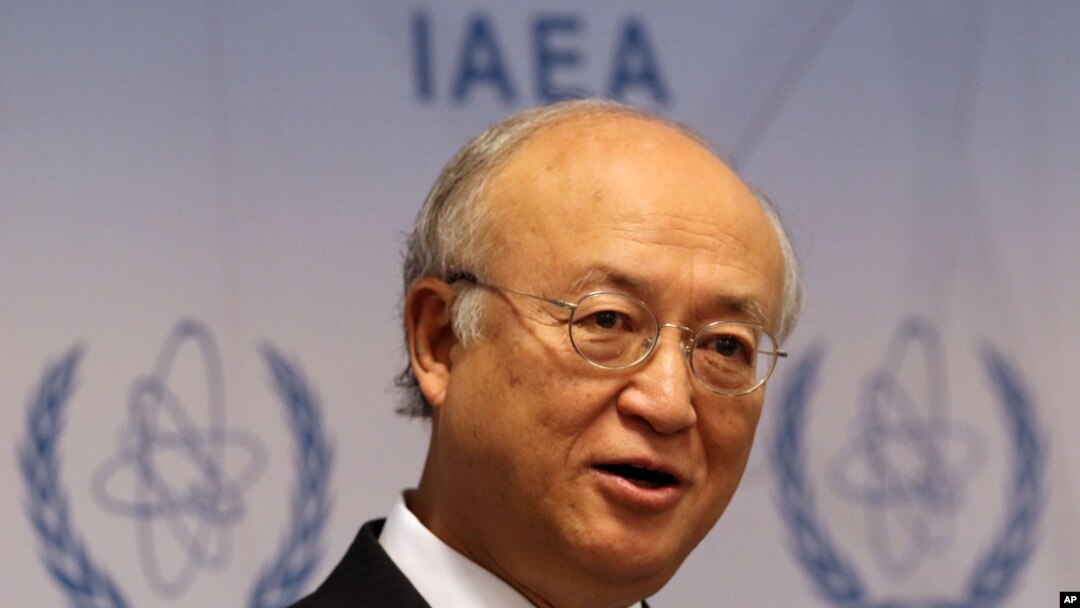 Direktur badan nuklir PBB (IAEA) Yukiya Amano dalam sebuah jumpa pers di Wina, Austria (2/6/2014).