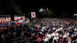 FILE - Then-President Donald Trump delivers his acceptance speech as the 2020 Republican presidential nominee during the final event of the Republican National Convention on the South Lawn of the White House in Washington, Aug. 27, 2020.