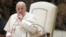 Pope Francis attends his weekly general audience in the Paul VI Hall, at the Vatican, Jan. 8, 2025. On Thursday, he condemned Israel's military campaign in Gaza, calling the humanitarian crisis "very serious and shameful."  