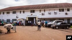 A outside view of the Connaught Hospital in Freetown that is used for treatment of Ebola virus victims in the city of Freetown, Sierra Leone, Aug. 6, 2014. 