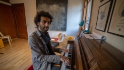 Christopher Ibrahim, a 32-year-old jazz musician in Beirut, Lebanon, Nov. 10, 2020. (Ali Khedr/VOA)