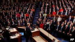 President Donald Trump delivers his State of the Union address to a joint session of Congress on Capitol Hill in Washington,Feb. 5, 2019. 