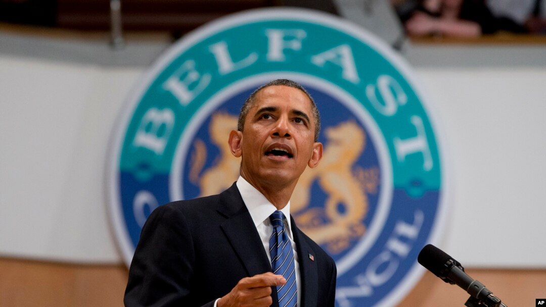Tổng thống Obama đọc diễn văn tại Belfast, Bắc Ireland, ngày 17/6/2013.