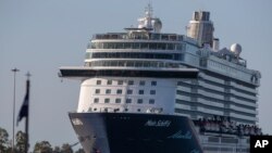 The Mein Schiff 6 cruise ship is docked at Piraeus port, near Athens, Sept. 29, 2020.