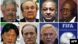 A combination of file pictures made on May 27, 2015 shows Fifa officials (LtoR, from upper row) Rafael Esquivel, Nicolas Leoz, Jeffrey Webb, Jack Warner, Eduardo Li, Eugenio Figueredo and Jose Maria Marin