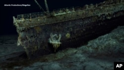 تصویر برگرفته از اسکن دیجیتال سه‌بعدی از بقایای کشتی تایتنیک در اعماق اقیانوس اطلس