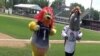 Sports mascots in training.