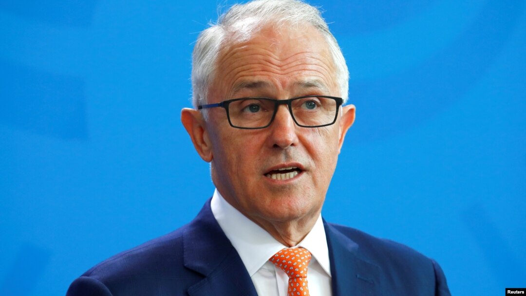  FILE - Australia's Prime Minister Malcolm Turnbull during a press conference in Berlin, Germany, April 23, 2018. 
