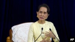 Aung San Suu Kyi, à l’université de Rangoon, Birmanie, le 28 août 2018. 