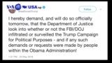 VOA60 America - US DOJ to Probe Any Political Motivation in Use of FBI Informant