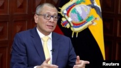 FILE - Ecuador's then-Vice President Jorge Glas talks during an interview with Reuters at the Government Palace in Quito, Ecuador, August 29, 2017.