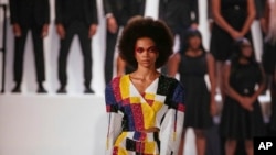 The Pyer Moss collection is modeled during Fashion Week, Sunday, Sept. 8, 2019 in New York. 