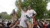 Chairperson of the Human Rights Commission of Pakistan Asma Jahangir (C) speaks after a mini-marathon in the eastern city of Lahore. Chairperson of the Human Rights Commission of Pakistan Asma Jahangir (C) speaks after a mini-marathon in the eastern city