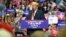 Mantan Presiden AS dan calon presiden 2024 Donald Trump berbicara selama rapat umum kampanye di Van Andel Arena di kota Grand Rapids, Michigan, Sabtu 20 Juli 2024.