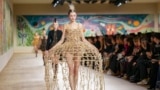 A model wears a creation as part of the Christian Dior Haute Couture Spring Summer 2025 collection, that was presented in Paris, Jan. 27, 2025.