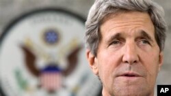 U.S. Secretary of State John Kerry makes a statement to the press regarding his meeting with Russian Foreign Minister Sergey Lavrov on subjects including Syria at the U.S. Embassy in Bandar Seri Begawan, Brunei Tuesday, July 2, 2013. Kerry said that both 