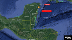 16일 총기 난사사건이 발생한 멕시코 휴양 도시 칸쿤 인근 플라야 델 카르멘 지도.