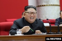 FILE - North Korean leader Kim Jong Un attends the 5th Plenary Meeting of the 7th Central Committee of the Workers' Party of Korea (WPK) in this undated photo released Dec. 31, 2019, by North Korean Central News Agency.