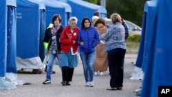 Camp de fortune près de Pescara Del Tronto, Italie, le 25 août 2016.