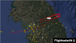 미 해군의 고고도 무인정찰기 MQ-4C ‘트라이튼이 14일 한국 상공을 날고 있다. 자료=Flightradar24