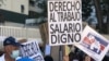 Trabajadores venezolanos protestas por mejoras salariales en Caracas, Venezuela. Febrero 10, 2020. [Foto: Álvaro Algarra - VOA]
