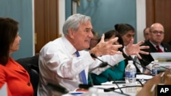 Rep. Richard Nolan, D-Minn., argues in opposition as members of the House Agriculture Committee craft a new farm bill that overhauls the food stamp program in Washington, April 18, 2018.