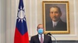 U.S. Health and Human Services Secretary Alex Azar speaks during a meeting with Taiwan's President Tsai Ing-wen, unseen, in front of a portrait of Sun Yat-sen, who is widely regarded as the founding father of modern China, in Taipei, Taiwan, Monday,…