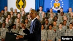 FILE - U.S. President Barack Obama speaks after a military briefing at U.S. Central Command at MacDill Air Force Base in Tampa, Florida, Sept. 17, 2014. 