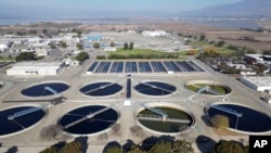 The San Jose-Santa Clara Regional wastewater facility is seen on December 13, 2023, in San Jose, Calif. Sewage water is treated at the site before it is discharged into San Francisco Bay. (AP Photo/Terry Chea)