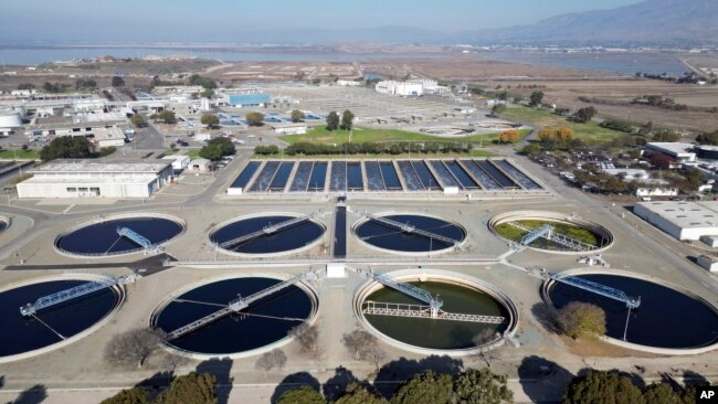 The San Jose-Santa Clara Regional wastewater facility is seen on December 13, 2023, in San Jose, Calif. Sewage water is treated at the site before it is discharged into San Francisco Bay. (AP Photo/Terry Chea)