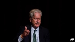 FILE: Central Intelligence Agency Director William Burns speaks during an event at the Georgia Institute of Technology on Thursday, April 14, 2022, in Atlanta.