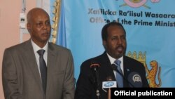 Somalia president and PM, Hassan Sheikh Mohamud and Abdiweli Sh. Ahmed. (File)
