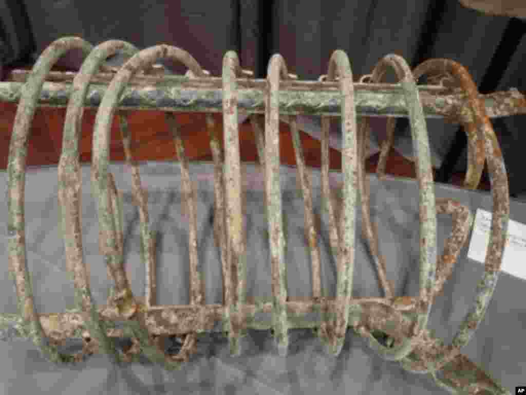 This piece of coiled reinforcement bar from a concrete building column was recovered from the wreckage of the Pentagon.