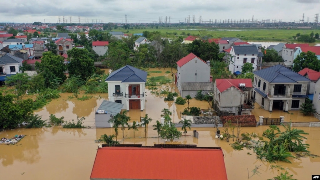 Hình ảnh một vùng ở Thái Nguyên bị ảnh hưởng bởi bão Yagi.