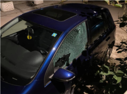 Reporter Shkumbin Kajtazi said the attack on his car occurred about midnight Sunday, when it was parked in downtown Mitrovica, Kosovo. (Facebook/shkumbinkajtazi)