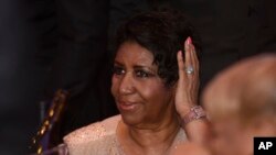 Aretha Franklin lors d’un dîner annuel des correspondants de la Maison Blanche au Washington Hilton, à Washington, 30 avril 2016. 