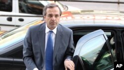 Greece's conservative leader of New Democracy's Antonis Samaras