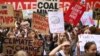 Students are seen attending a "Climate Strike" protest in Canberra, Australia, March 15, 2019. 