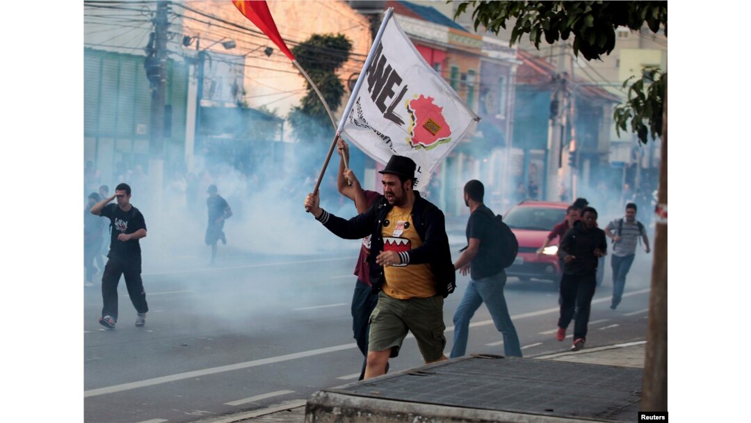 Brazilian Police Clash with Subway Strikers