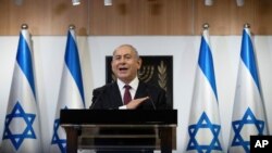 베냐민 네타냐후 이스라엘 총리가 22일 예루살렘에서 조기총선에 관한 입장을 밝혔다.