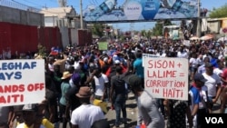 Thousands participate in peaceful protest organized by Protestant sector to denounce dictatorship and kidnappings, Feb. 28, 2021. (VOA/Matiado Vilme) 