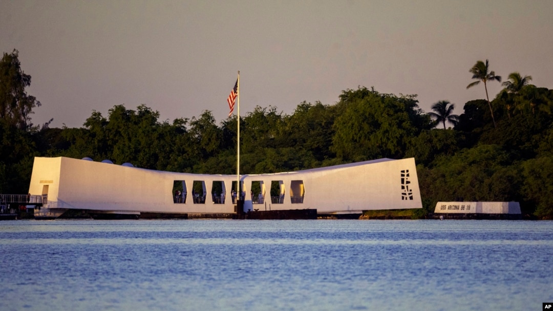 The USS Arizona Memorial is seen before a ceremony to mark the 83rd anniversary of the Japanese attack on Pearl Harbor, Dec. 7, 2024, in Honolulu.