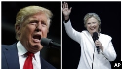 Donald Trump dan Hillary Clinton berkampanye di negara bagian Pennsylvania hari Sabtu (5/11).