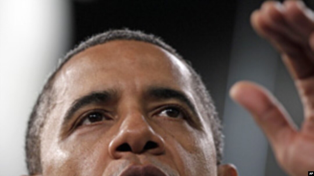 President Barack Obama speaking at Johnson Controls Inc. in Holland, Mich., Aug. 11, 2011