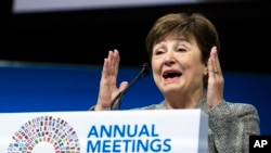 International Monetary Fund Managing Director Kristalina Georgieva speaks during the 2022 annual meeting of the International Monetary Fund and the World Bank Group, Friday, Oct. 14, 2022.