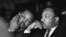FILE -Dr. Martin Luther King, Jr. is seen here with Rev. Jesse Jackson (L) just prior to his final public appearance to address striking Memphis sanitation workers on April 4, 1968. 