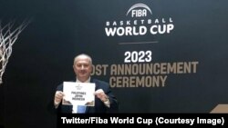 L'Indonésie, le Japon et les Philippines organiseront la Coupe du monde de basket en 2023, a annoncé samedi la Fédération internationale de basket (Fiba), , selon un tirage fait en Suisse, le 9 novembre 2017. (Twitter/Fiba World Cup)