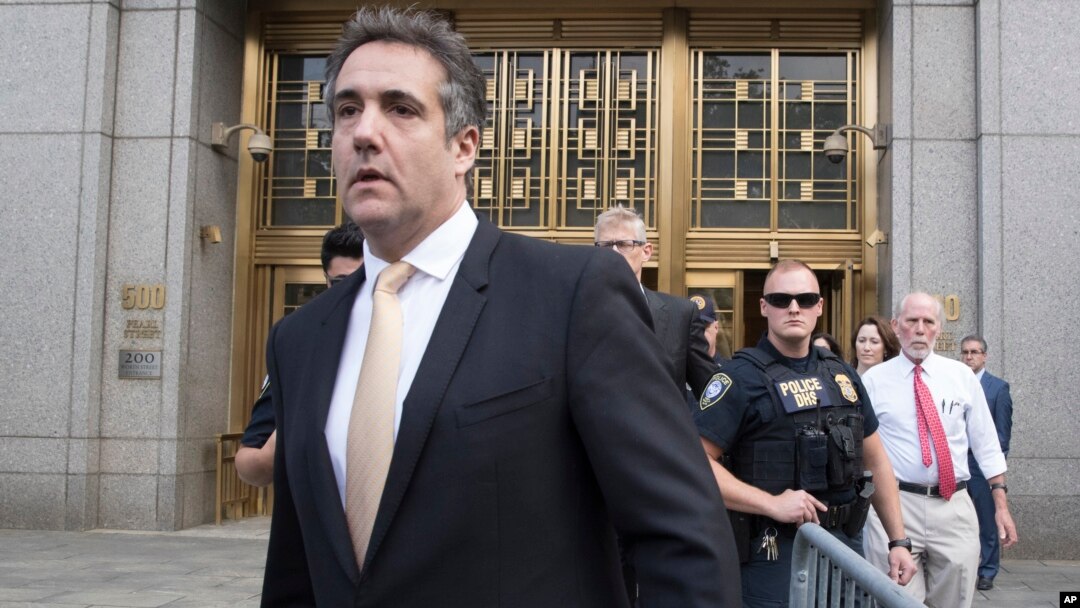 Michael Cohen leaves Federal court in New York, Aug. 21, 2018.