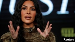 Television personality Kim Kardashian attends a panel for the documentary "Kim Kardashian West: The Justice Project" during the Winter TCA (Television Critics Association) Press Tour in Pasadena, California.